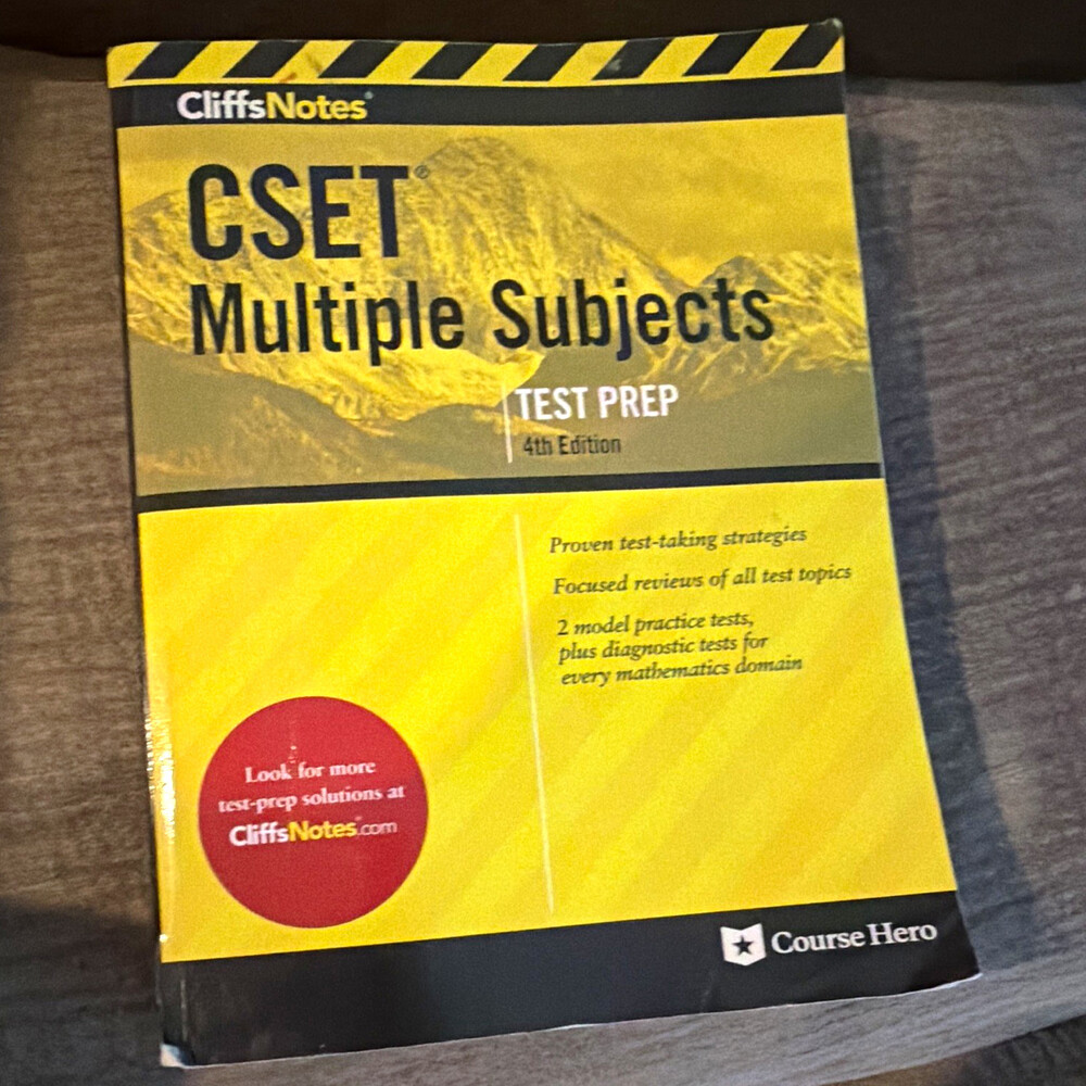 CliffsNotes CSET Multiple Subjects Test Prep 4th Ed PB 2018 BPTS Testing Good
